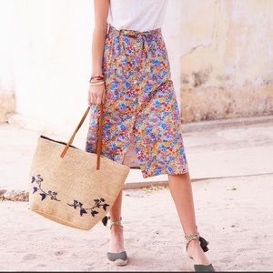 Sezane Skirt Celina Floral Belted Button-Front Midi Liberty Of London 36 EU